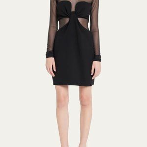 A.L.C. Rita Illusion Tulle & Crepe Mini Dress